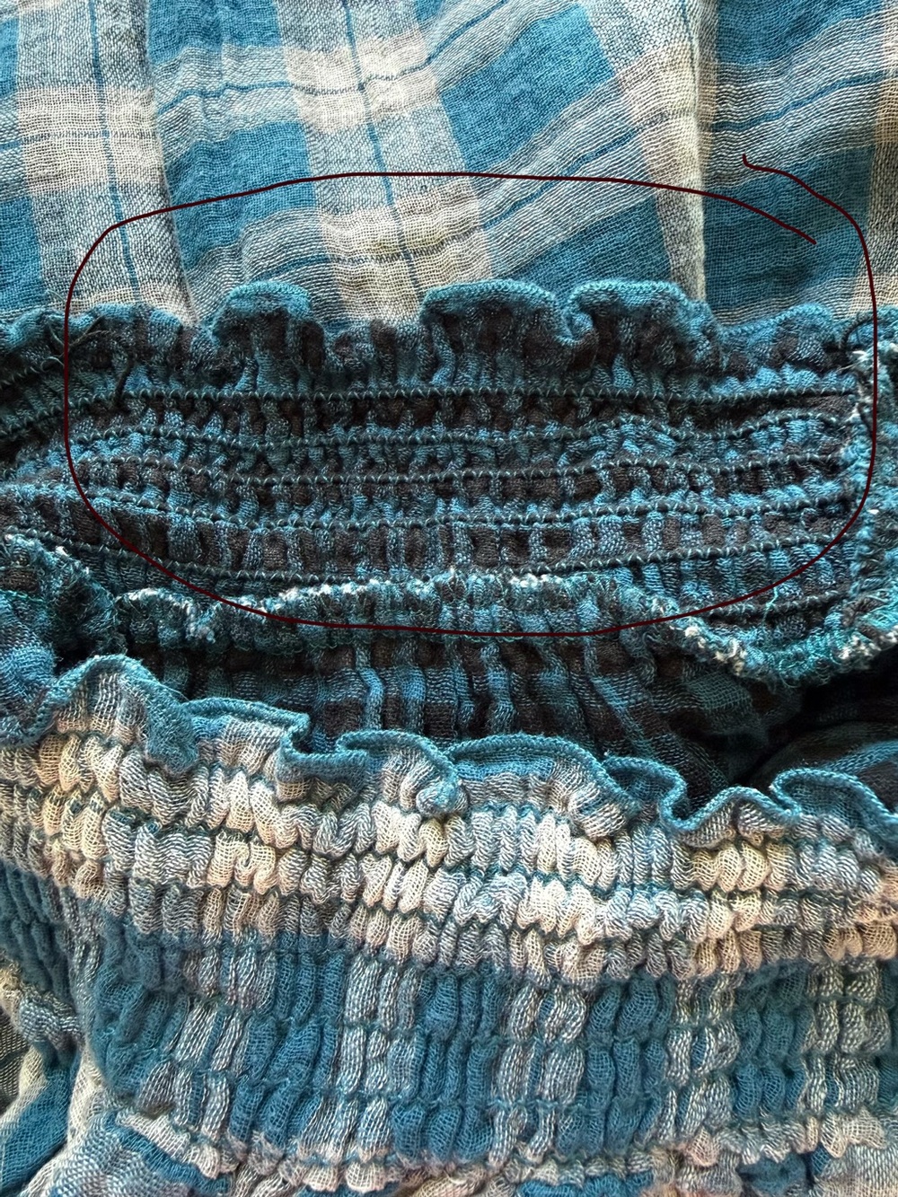 Blue Plaid Ruffle-Trim Button-Front Blouse - Picture 5 of 6